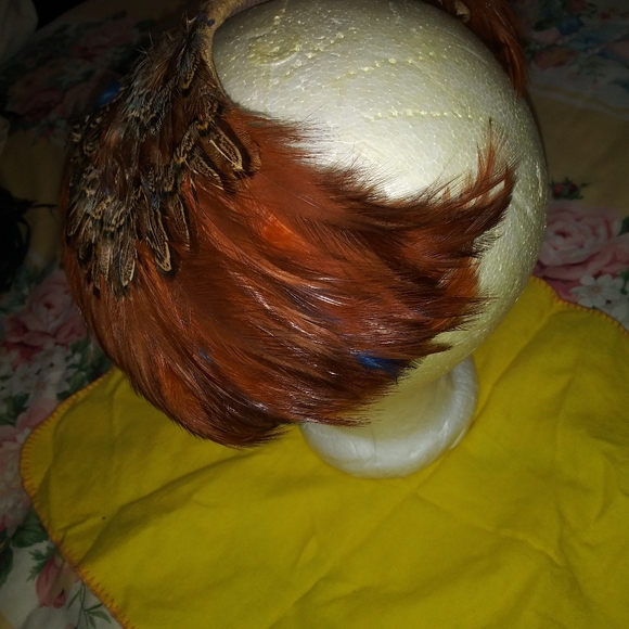 Vintage PEACOCK FEATHER Headband Hat - Picture 3 of 4